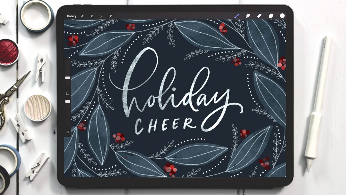 Paint Watercolor Holiday Greeting in Procreate