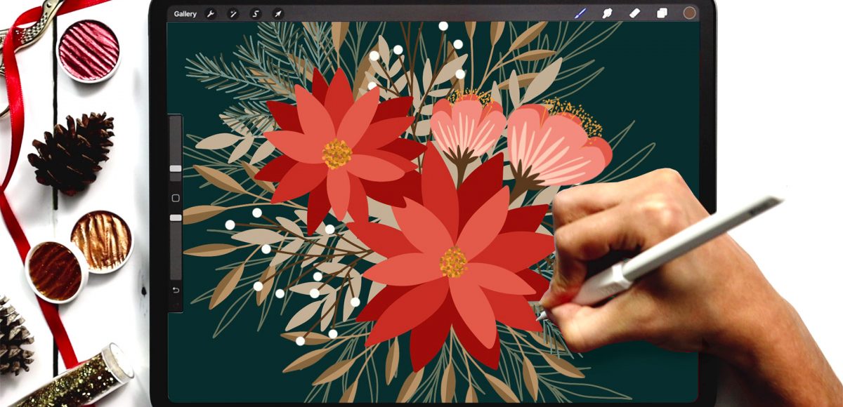 Flat Winter Florals in Procreate