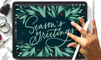 Seasons Greetings Winter Foliage in Procreate