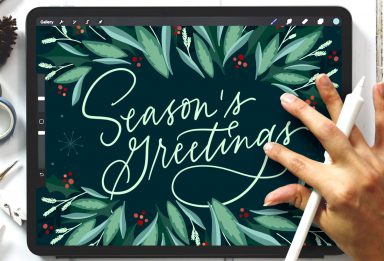Seasons Greetings Winter Foliage in Procreate