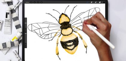 Digital Watercolor! Paint a Honey Bee in Procreate