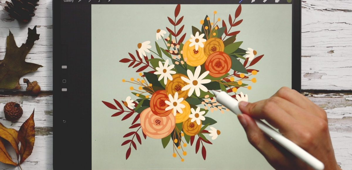 Flat Fall Bouquet in Procreate