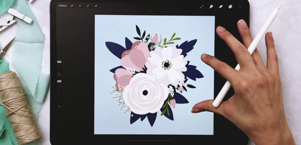 Flat Floral Bouquet in Procreate