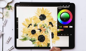Paint Loose Style Watercolor Sunflowers in Procreate