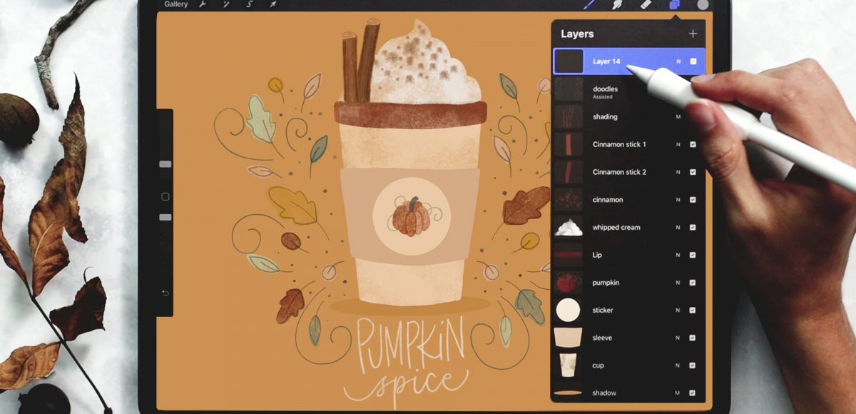 Pumpkin Spice Latte in Procreate