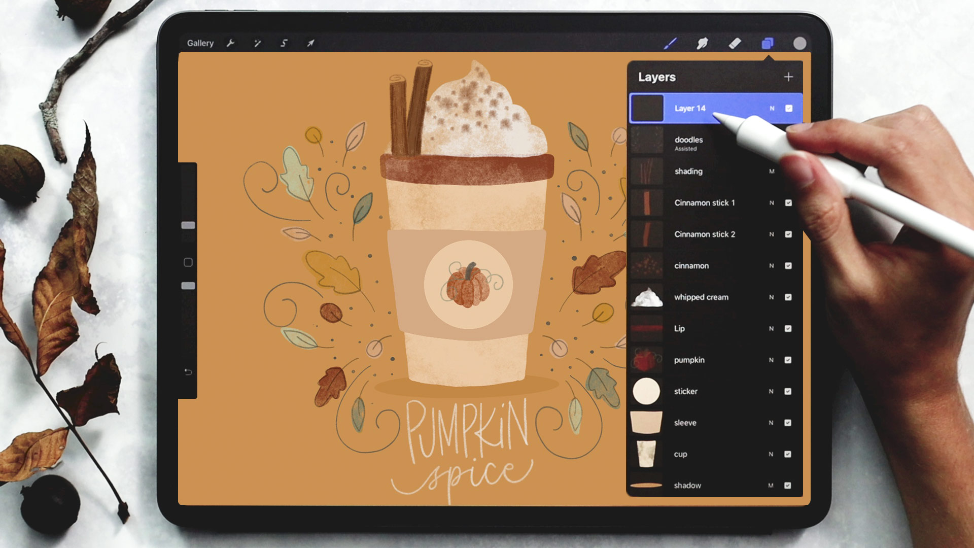 Paint a Pumpkin Spice Latte in Procreate EveryTuesday