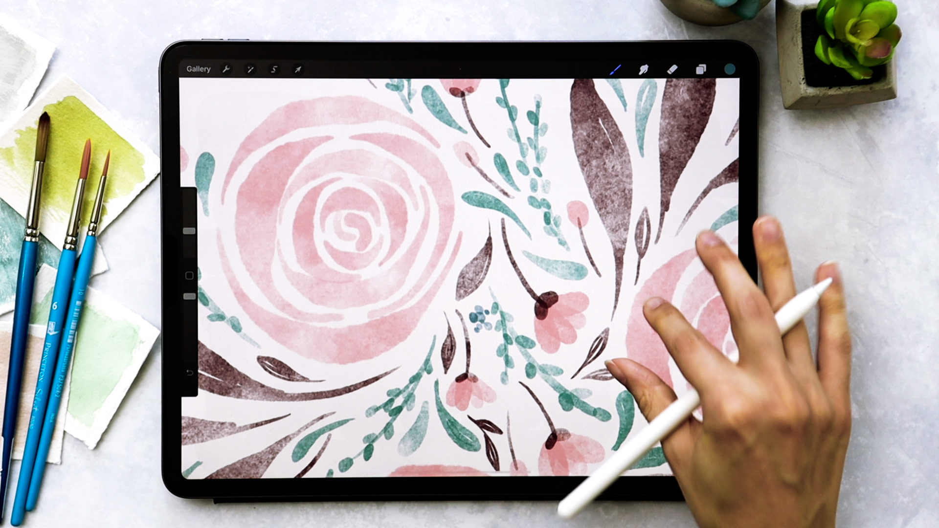 Simple Loose Watercolor Florals in Procreate - Every-Tuesday | Blog ...