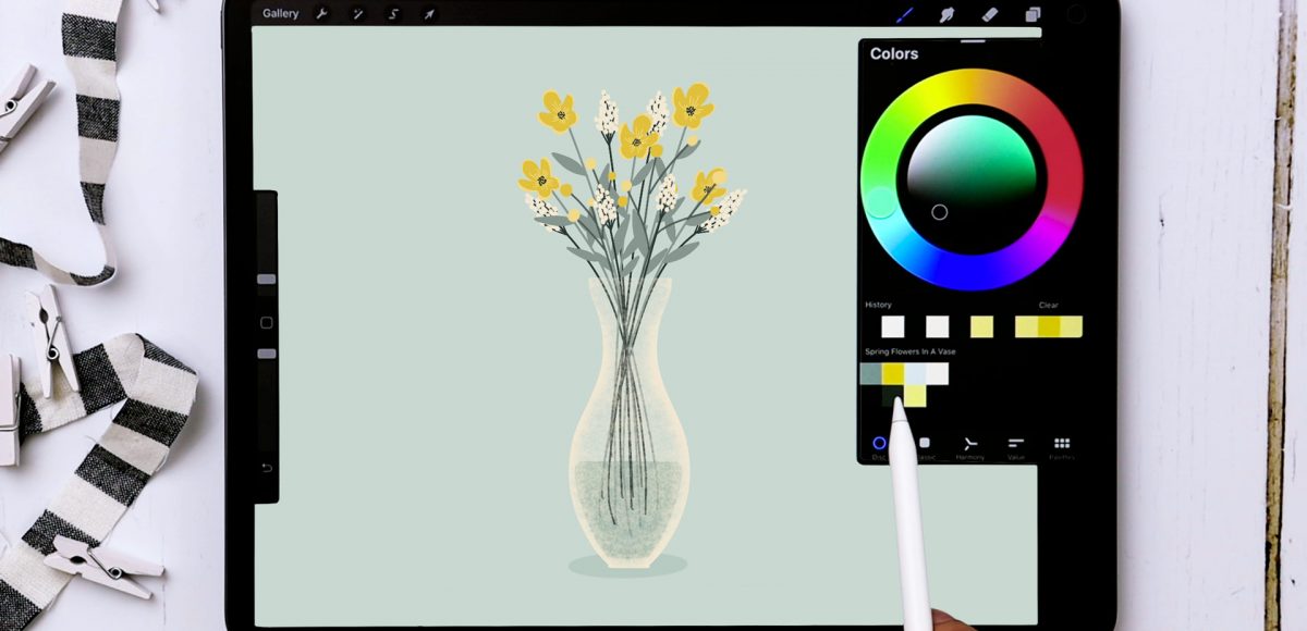 Vase of Spring Flowers in Procreate