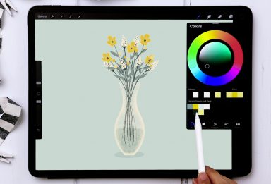 Vase of Spring Flowers in Procreate