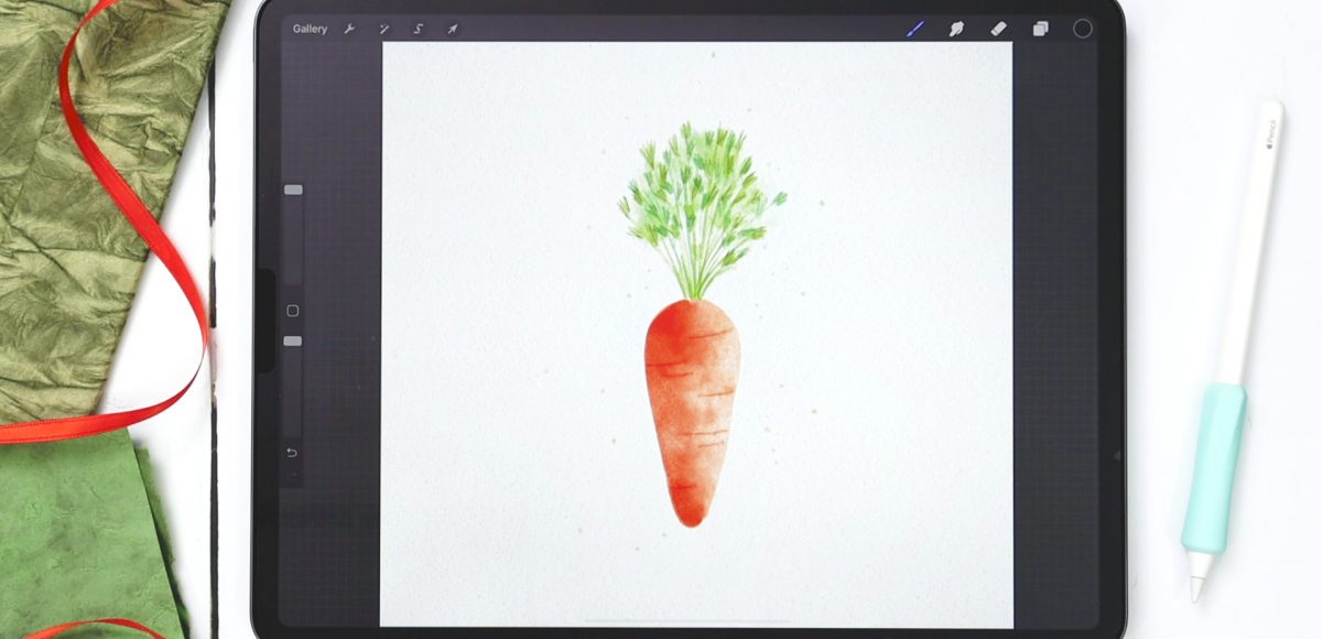 Watercolor Carrot Doodle in Procreate