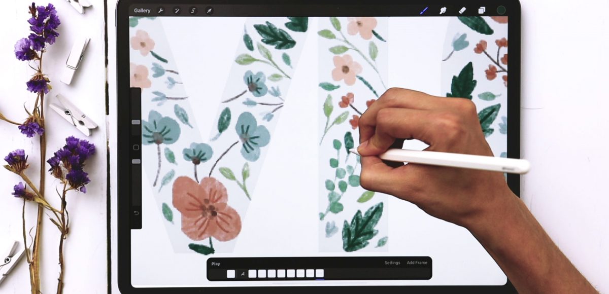 Watercolor Floral Animated GIF in Procreate