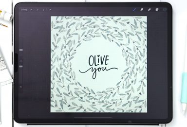 Watercolor Olive Wreath in Procreate