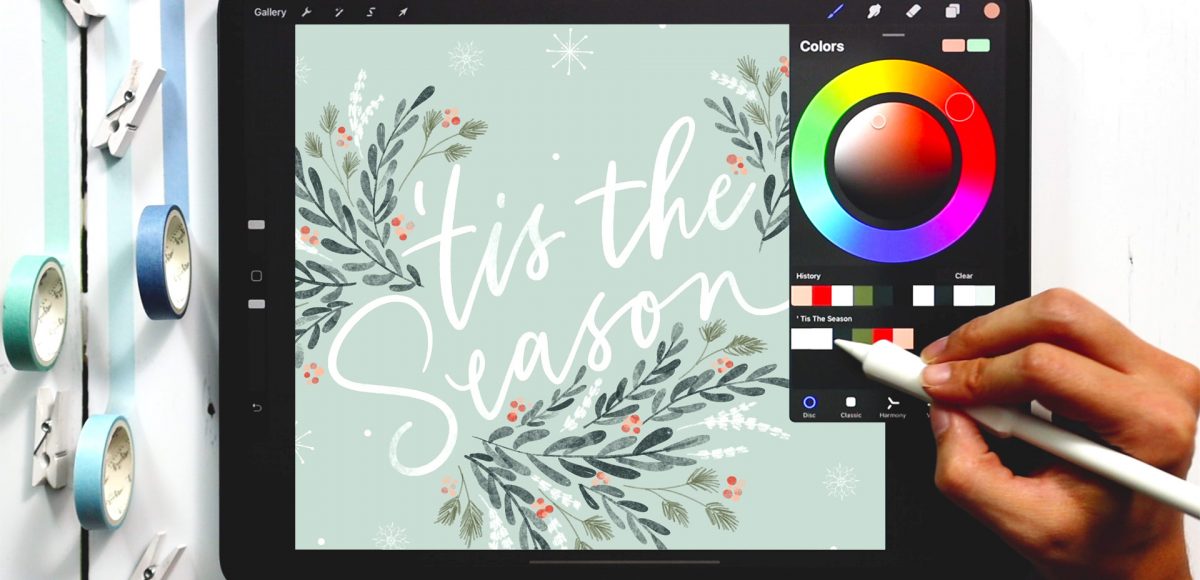 Tis the Season Holiday Greeting in Procreate