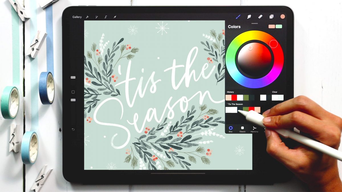 Tis the Season Holiday Greeting in Procreate