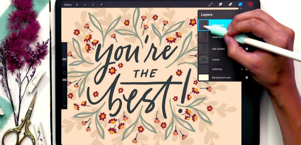 Easy Floral Lettering Using One Brush in Procreate