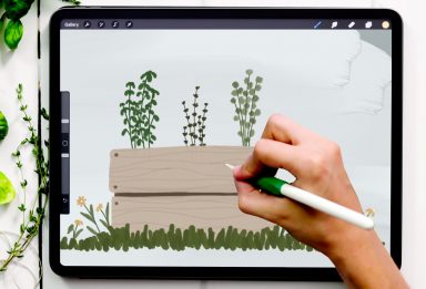 Paint a gouache herb garden in Procreate