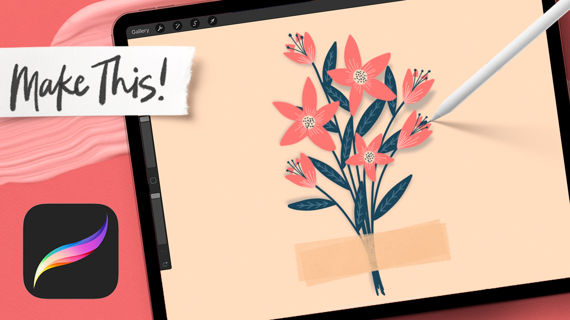 Make Washi Taped Flowers in Procreate EveryTuesday