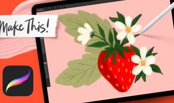 Strawberry Gouache Painting in Procreate