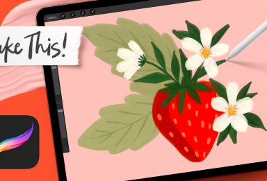 Strawberry Gouache Painting in Procreate