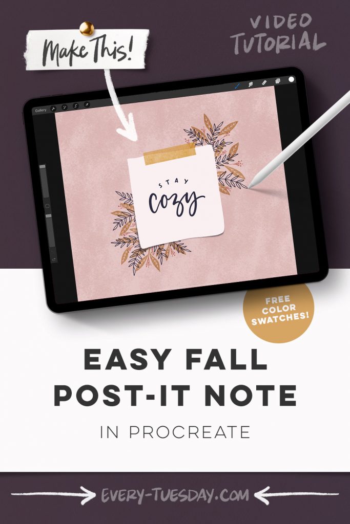 easy fall post it note in procreate