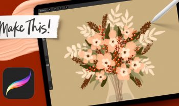 Vase of fall florals in procreate