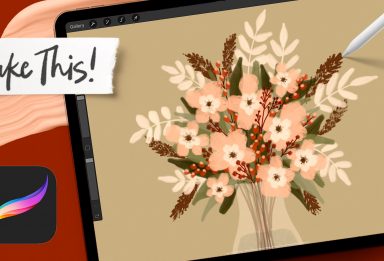 Vase of fall florals in procreate