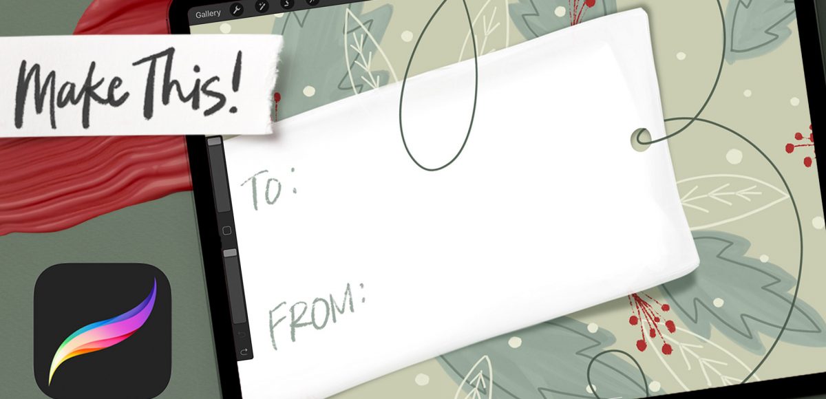 Holiday Gift Tag with Gouache Details in Procreate