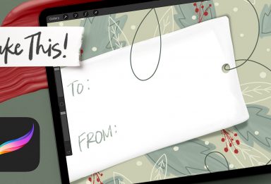 Holiday Gift Tag with Gouache Details in Procreate