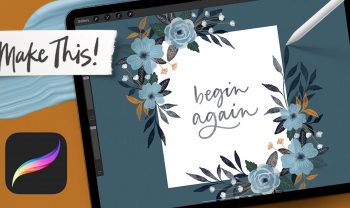 Winter Watercolor Floral Borders in Procreate