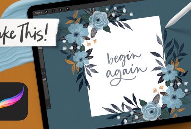 Winter Watercolor Floral Borders in Procreate