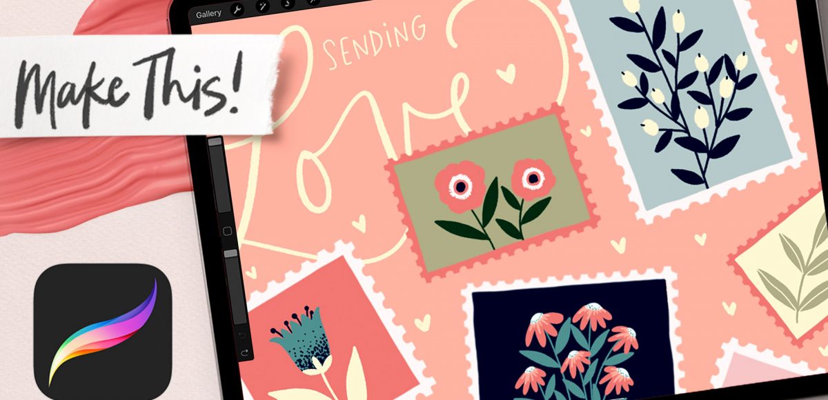 Draw Floral Postage Stamps in Procreate