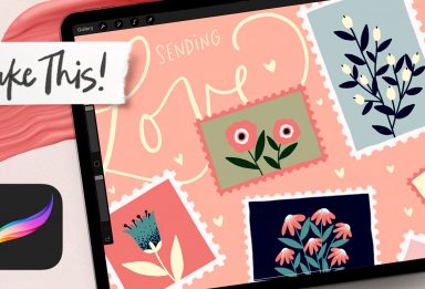Draw Floral Postage Stamps in Procreate