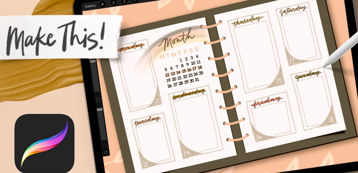 2022 Calendar Planner Procreate stamps, digital planner ipad By