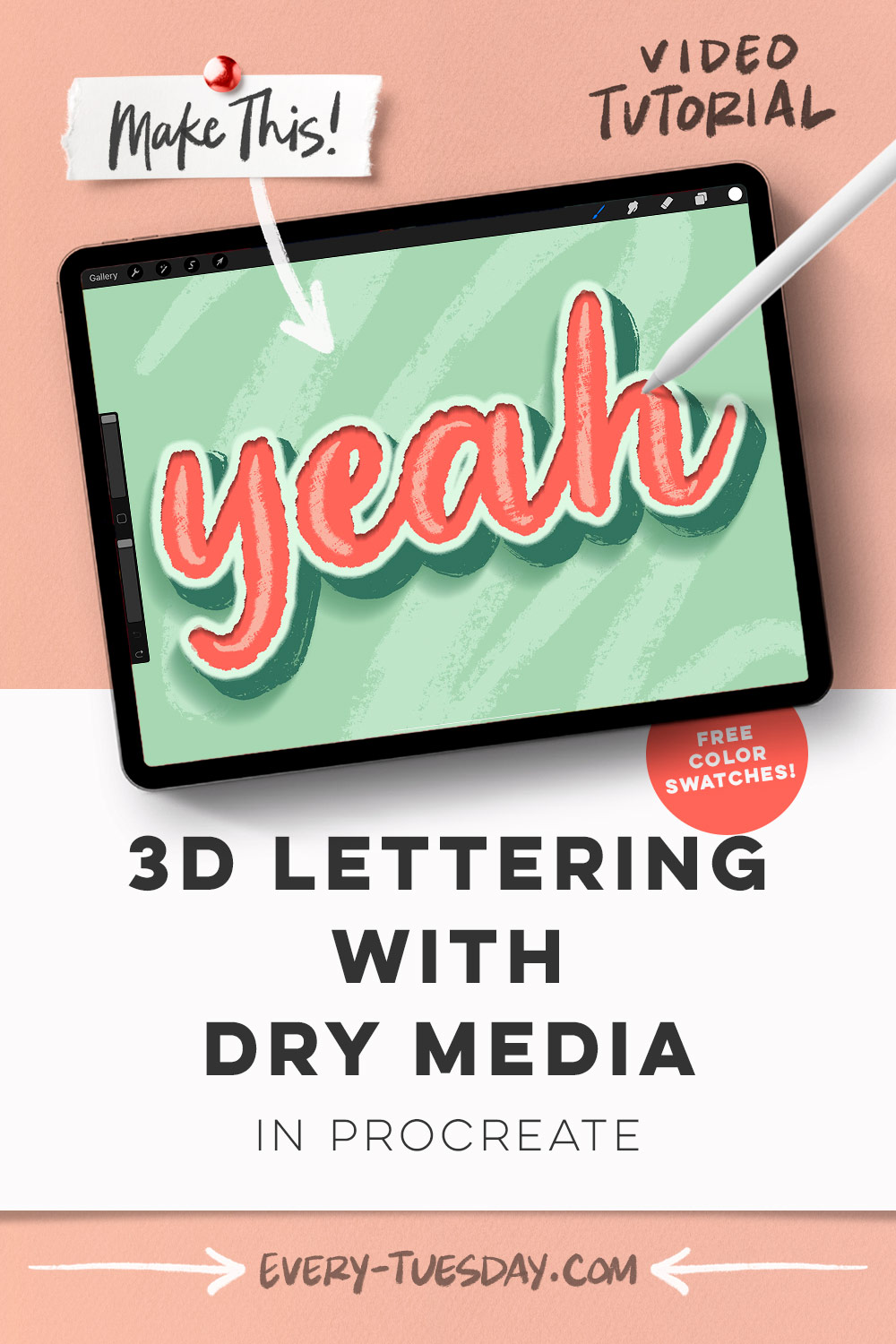 3D Lettering with Dry Media in Procreate - Every-Tuesday | Blog | Every ...