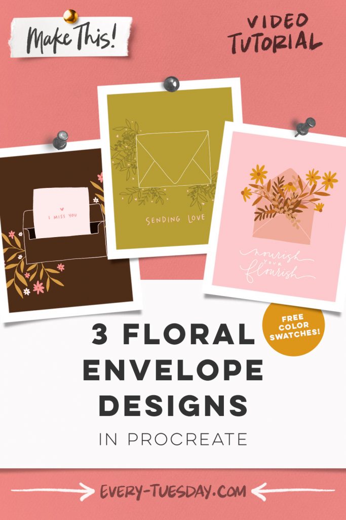 3 Easy Floral Envelope Designs in Procreate