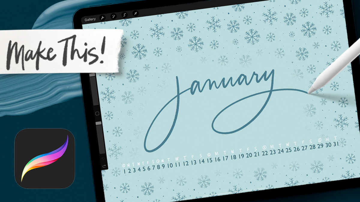 Easy iPad Wallpaper with Calendar in Procreate