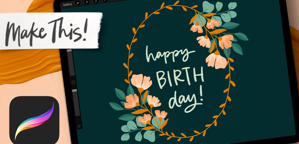 Paint Flat Florals for Birthday Stationery in Procreate