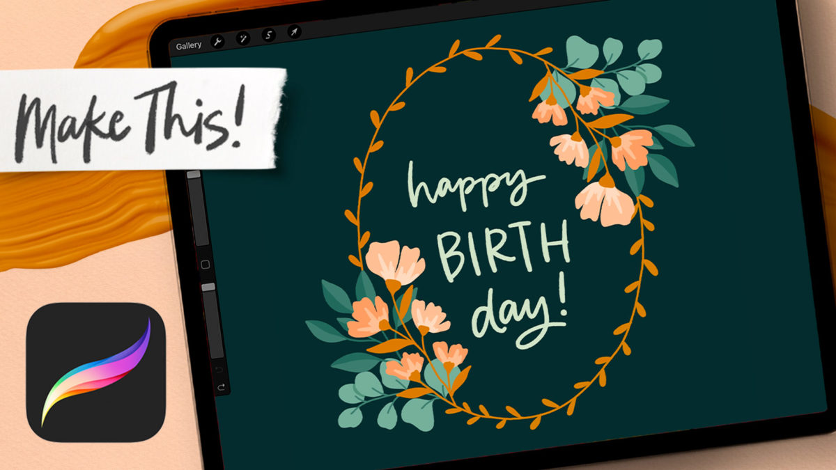 Paint Flat Florals for Birthday Stationery in Procreate