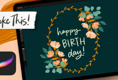 Paint Flat Florals for Birthday Stationery in Procreate