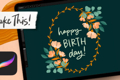Paint Flat Florals for Birthday Stationery in Procreate
