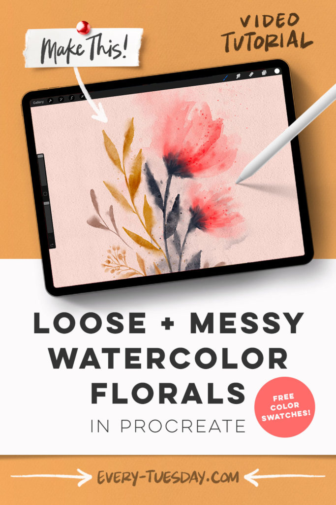 Loose + Messy Watercolor Florals in Procreate
