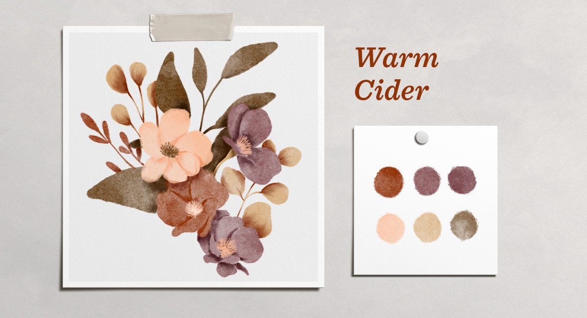 a color combination of warm and darker shades: Warm Cider color palette