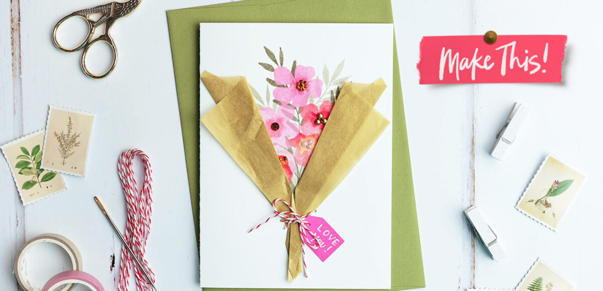Craft a mixed media wrapped bouquet card